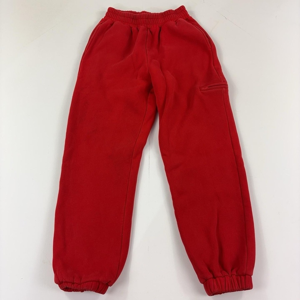 Comfrt Sweatpants Kids Medium Red Fleece Jogger Elastic Waist Ankle Cuffed
